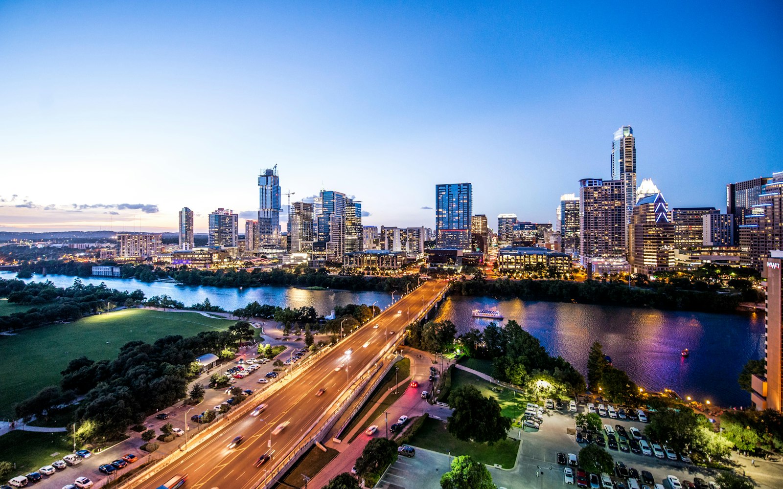 Austin Texas skyline with Lady Bird Lake
