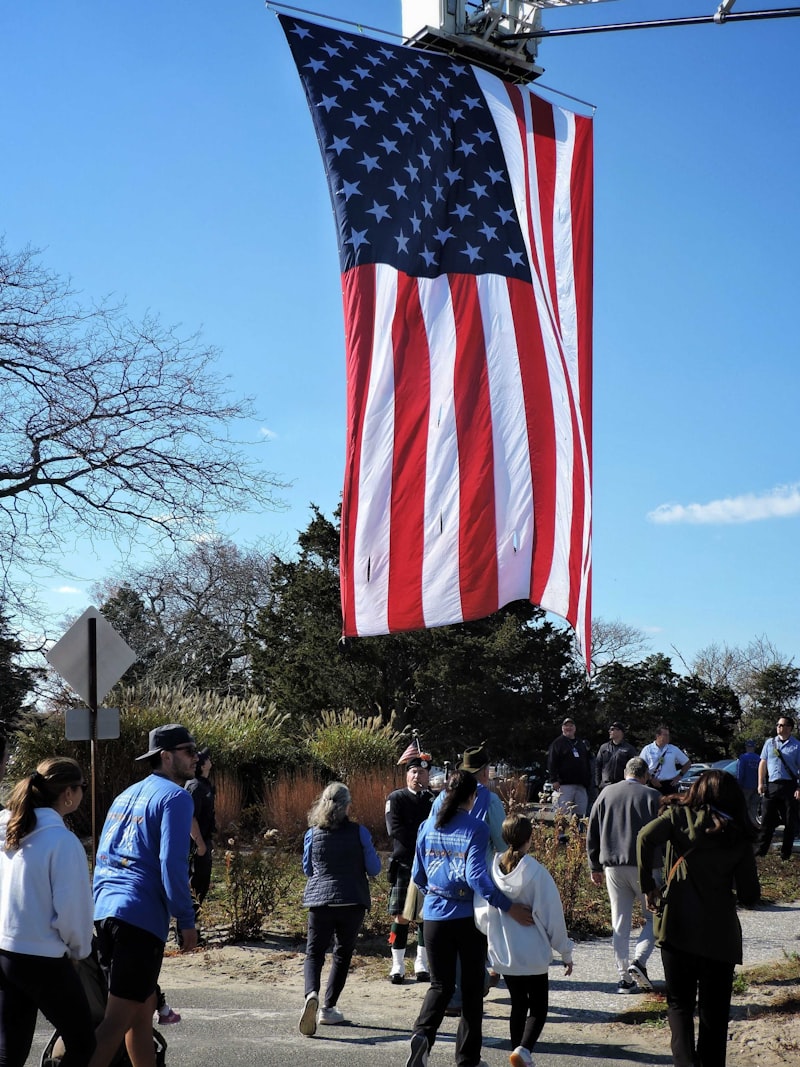 American flag displayed at a community gathering